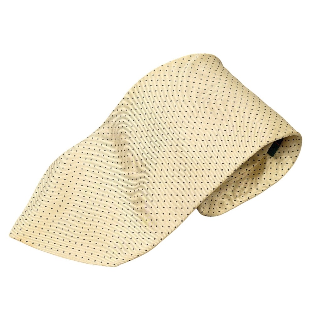 Claybrooke Silk Necktie Men's Tan Black Micro‎ Dot Pattern Classic Made in USA